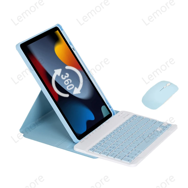 360-Degree Rotating Acrylic Keyboard Case with Pencil Slot