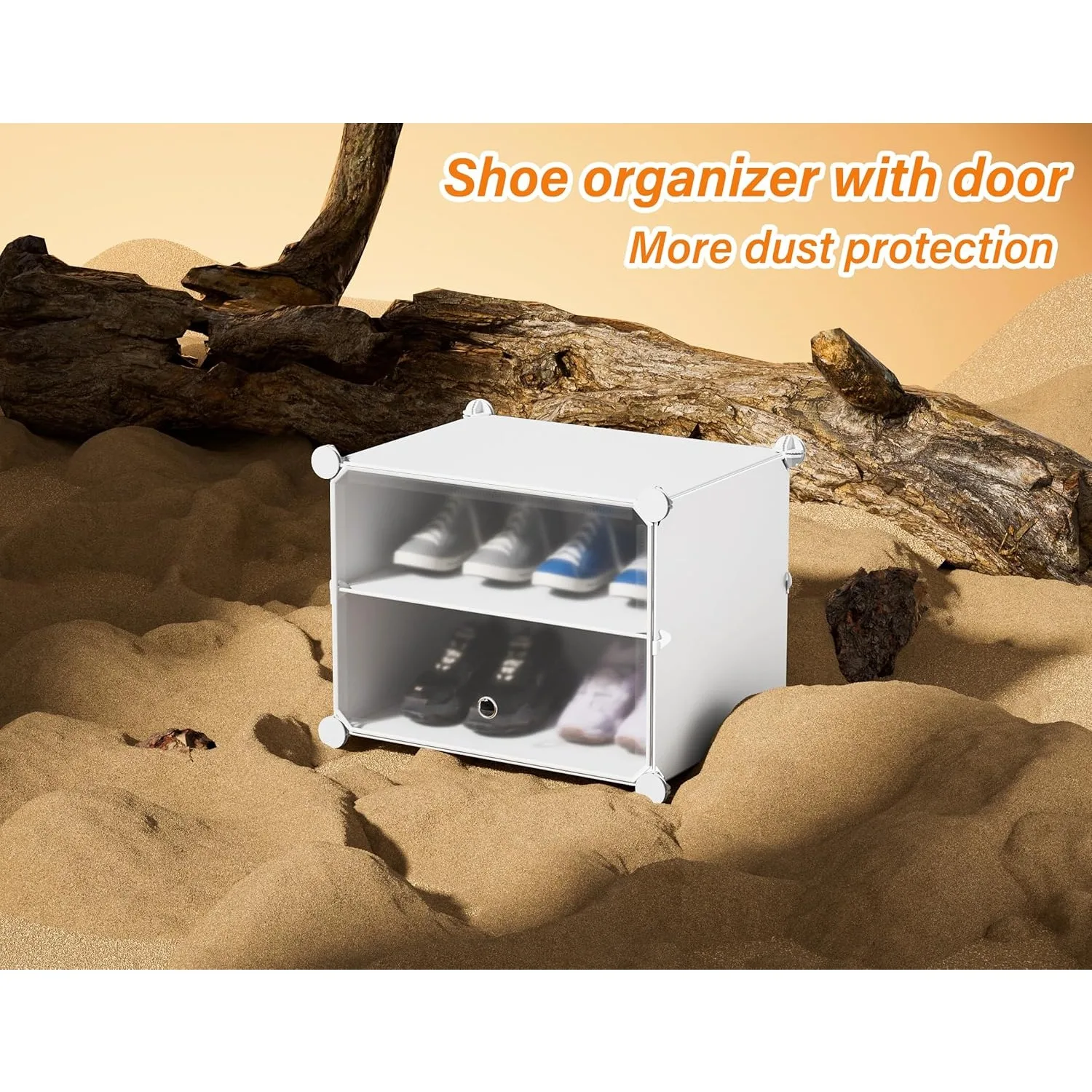 8-Tier Shoe Organizer for Closet, 32-Pair Shoe Storage Cabinet, White, Metal 5