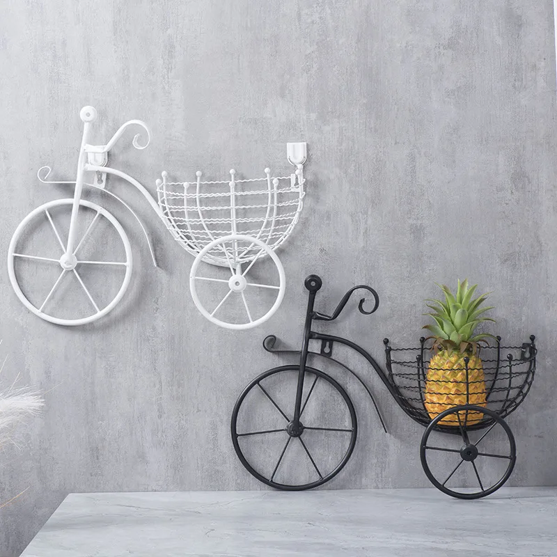 

Retro Style Metal Bicycle Flower Basket Wall Art Wall Mount Hanging Flower Rack Unique Art Ornaments for Home Flower Vase