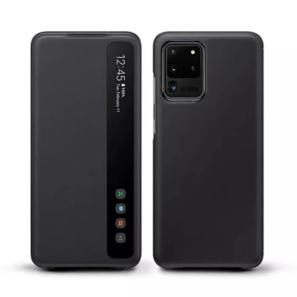 Window View Clear Intelligent Flip Cover For Samsung Galaxy S20 Plus S20+ S20 Ultra S20 5G Flip-free Smart Chip Leather Cases