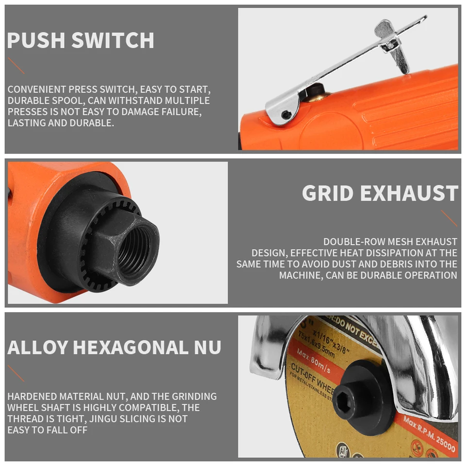 Machine De Découpe Pneumatique En Métal, Portable 75 Mm, Meuleuse D