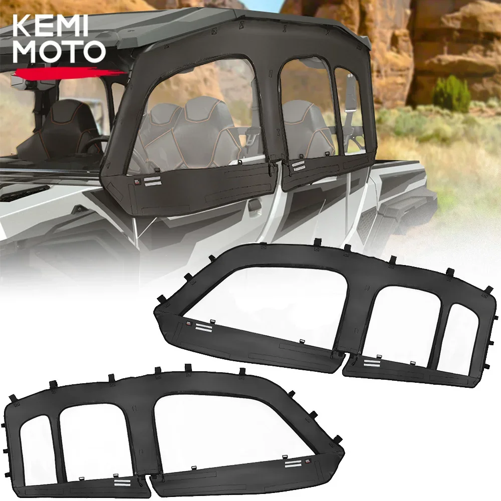 UTV Soft Cab Enclosures Upper Doors Compatible with Polaris General 4 1000 / XP 4 1000 2017-2024 4-seater Fits with Side Mirrors