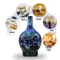 3D Fireworks Glass Air Humidifier Aroma Machine Ultrasonic Essential Oil Aroma Diffuser 4 Timer 7 LED Lights 100ml Home Use 1