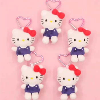 Sanrio  Hello Kitty heart-shaped button plush pendant suitable for men’s and women’s backpacks, travel bags, pendant accessories