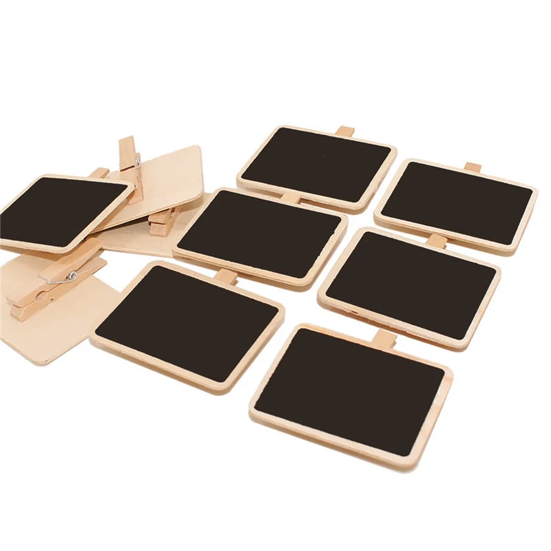 10 Pezzi Mini Lavagnette in Legno con Clip per Messaggi e Note, Decorazione per Casa e Negozio - immagine 3