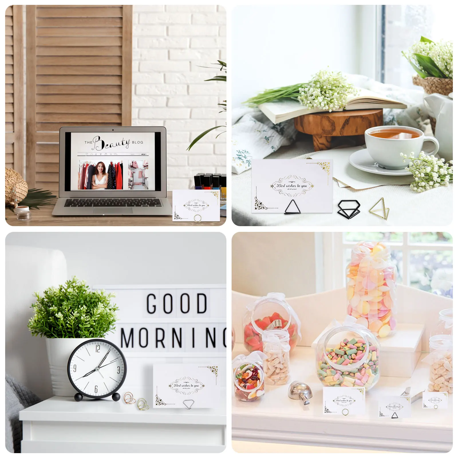 36Pcs 금속 카드 홀더 메모 클립 사진 홀더 클램프 스탠드 테이블 번호 홀더 사무실 학교에 대 한 메시지 데스크탑 참고 클립