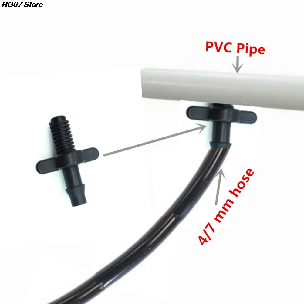 50pcs 4/7mm 6mm Splitter Adapter Connector Barb Garden Irrigation Hoses Pvc Fittings Thread Cooling Plant Watering
