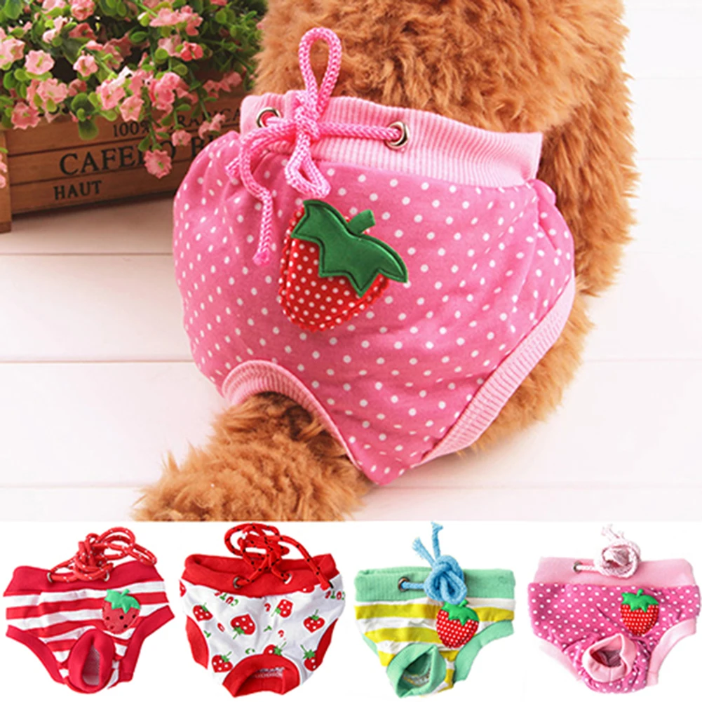 Dog Diapers Pet Diapers Dog Nappies Pet Dog Diaper Cute Fruit Print Dog Shorts Puppy Sanitary Physiological Pants Washable Female Panties Underwear Briefs