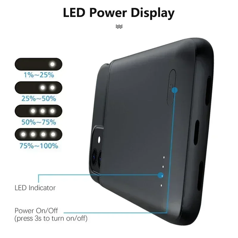 10000Mah Battery Charger Case Power Bank for iPhone 14 Plus 15 Pro 12 Pro Max 11 X XS XR XS Max 6 6S 7 8 Plus power bank