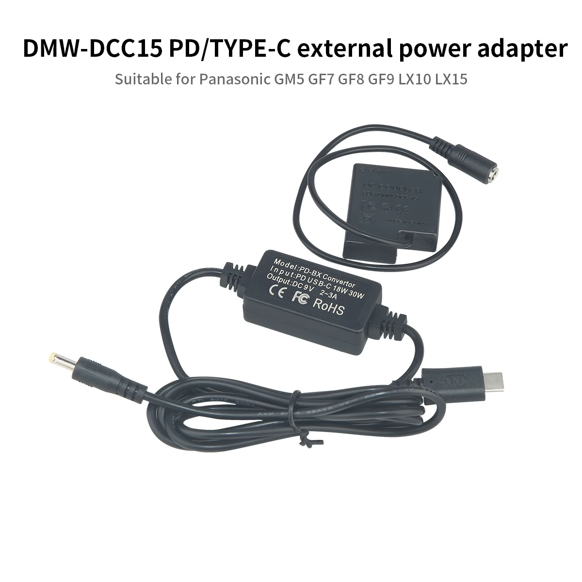 

DMW-BLH7 Dummy Battery DMW-DCC15 DC Power Coupler for Panasonic DMC-GM1 GM5 GF7 GF8 LX9 LX10 LX15 DC-GF9 GF10 GF90 GX800 GX850