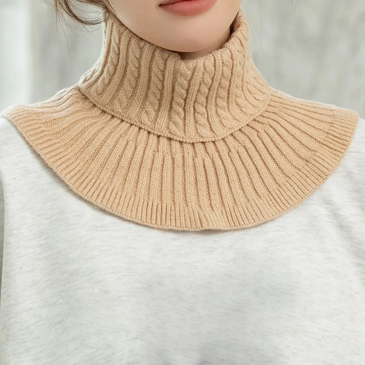 Winter Detachable Cotton Knitted Turtleneck Collar for Women False Collar Fashion Warm Cover Head Neck Guard Unisex