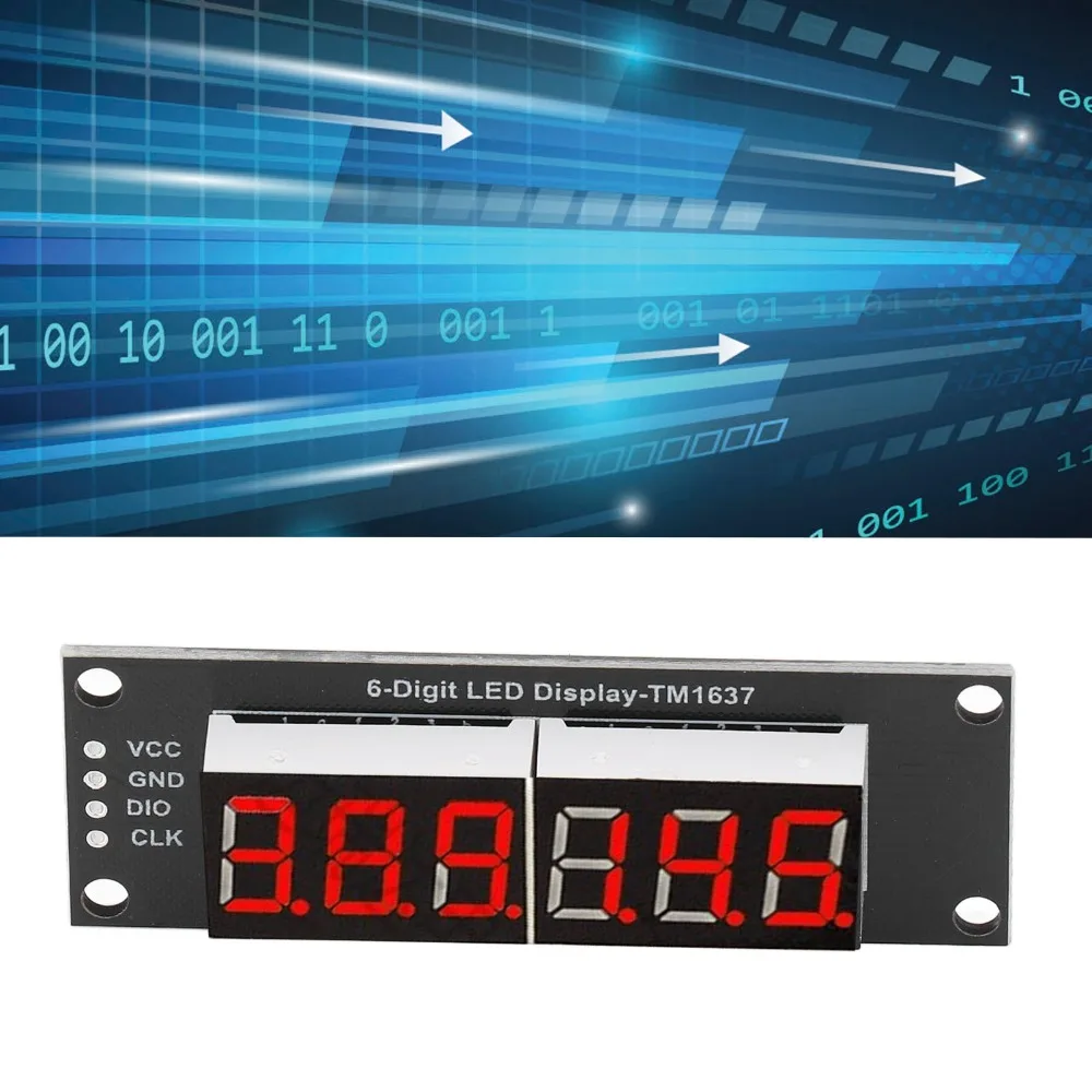 TM1637 드라이버 IC 6자리 7세그먼트 디스플레이 모듈 0.36인치 레드 LED 디지털 튜브 5V 플러그 앤 플레이 디지털 광전자 모듈