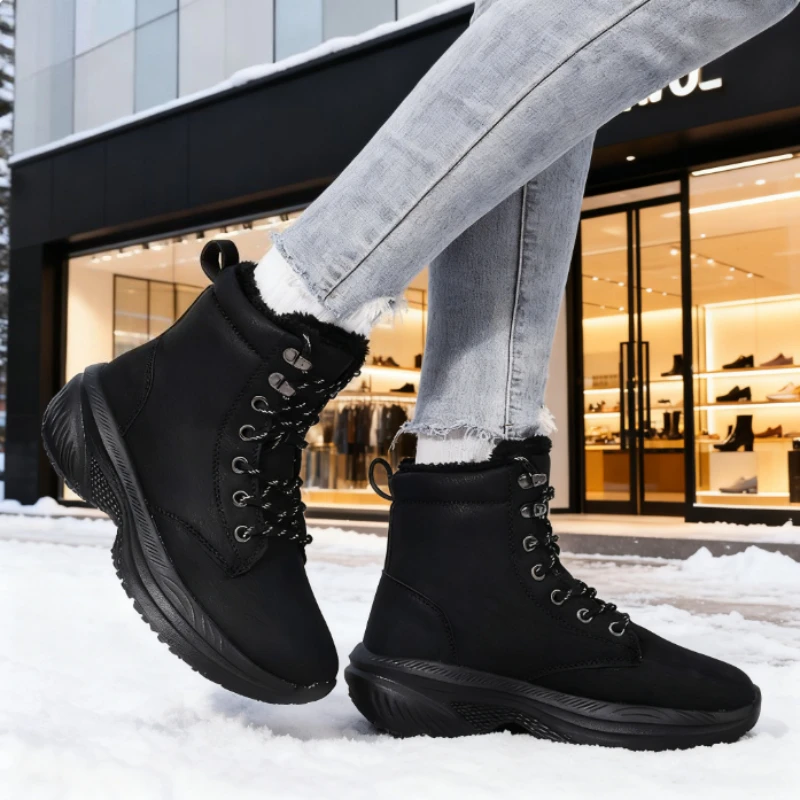 Winter Wide Toe Shoes for Women Causal Classic Plush Keep Warm Snow Boots 2025 New Waterproof Outdoor Non-Slip Lace-Up Sneakers
