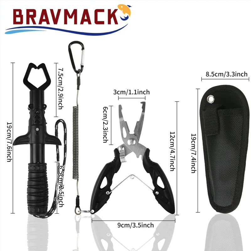 Professional Fishing Pliers Set Includes Hook Remover Split Ring Pliers Ruler Cutter for All Fishing