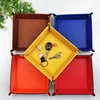 Creative PU Leather Valet Trinket Folding Tray Collapsible Phone Key Wallet Coin Desktop Storage Sundries Box Bins Accessories 2