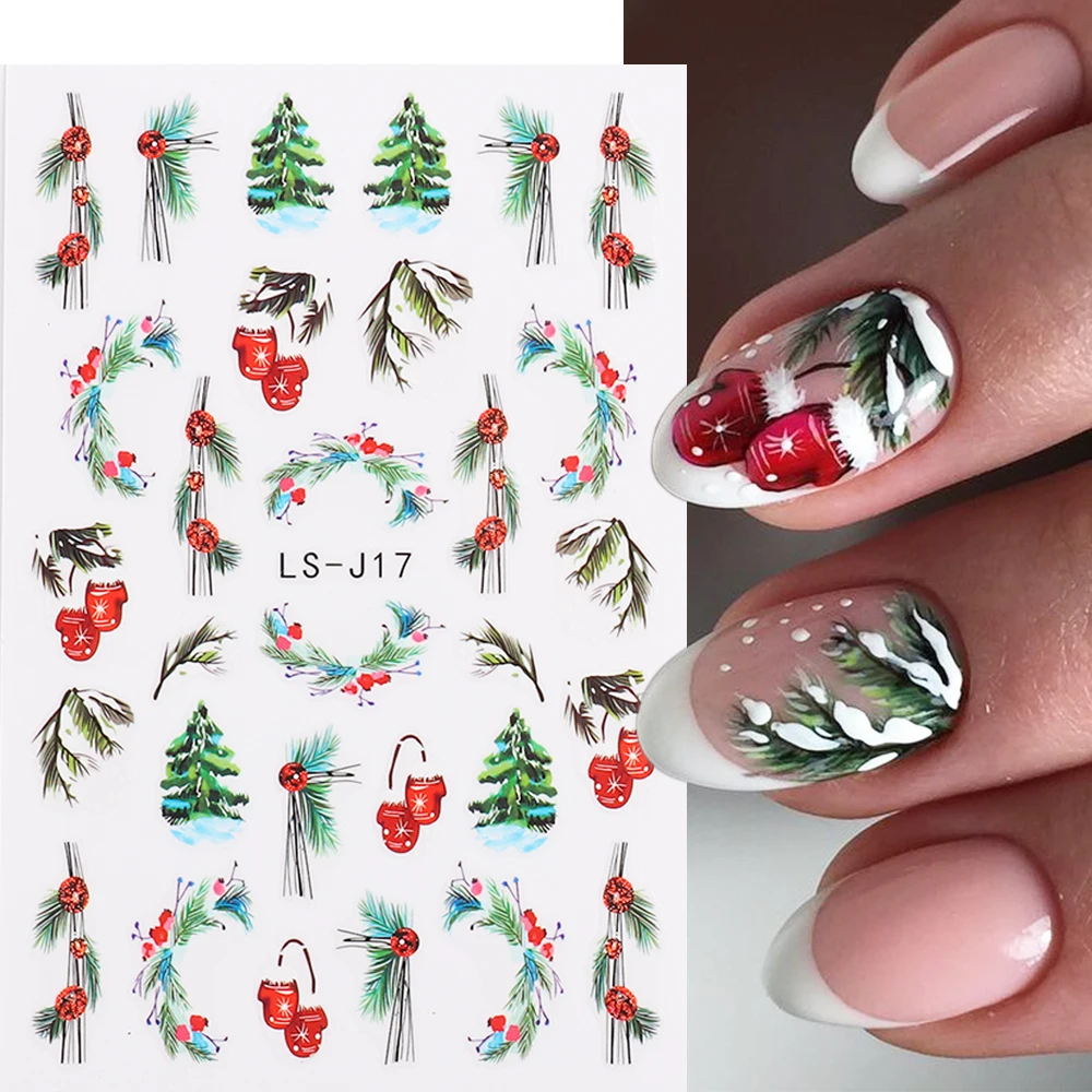 3D Christmas Nail Stickers Snow Tree Gloves Sliders Winter Ornaments Lanterns Decoration Candys Santa Hats Nail Decals nail stickers nail art decoration nail decals