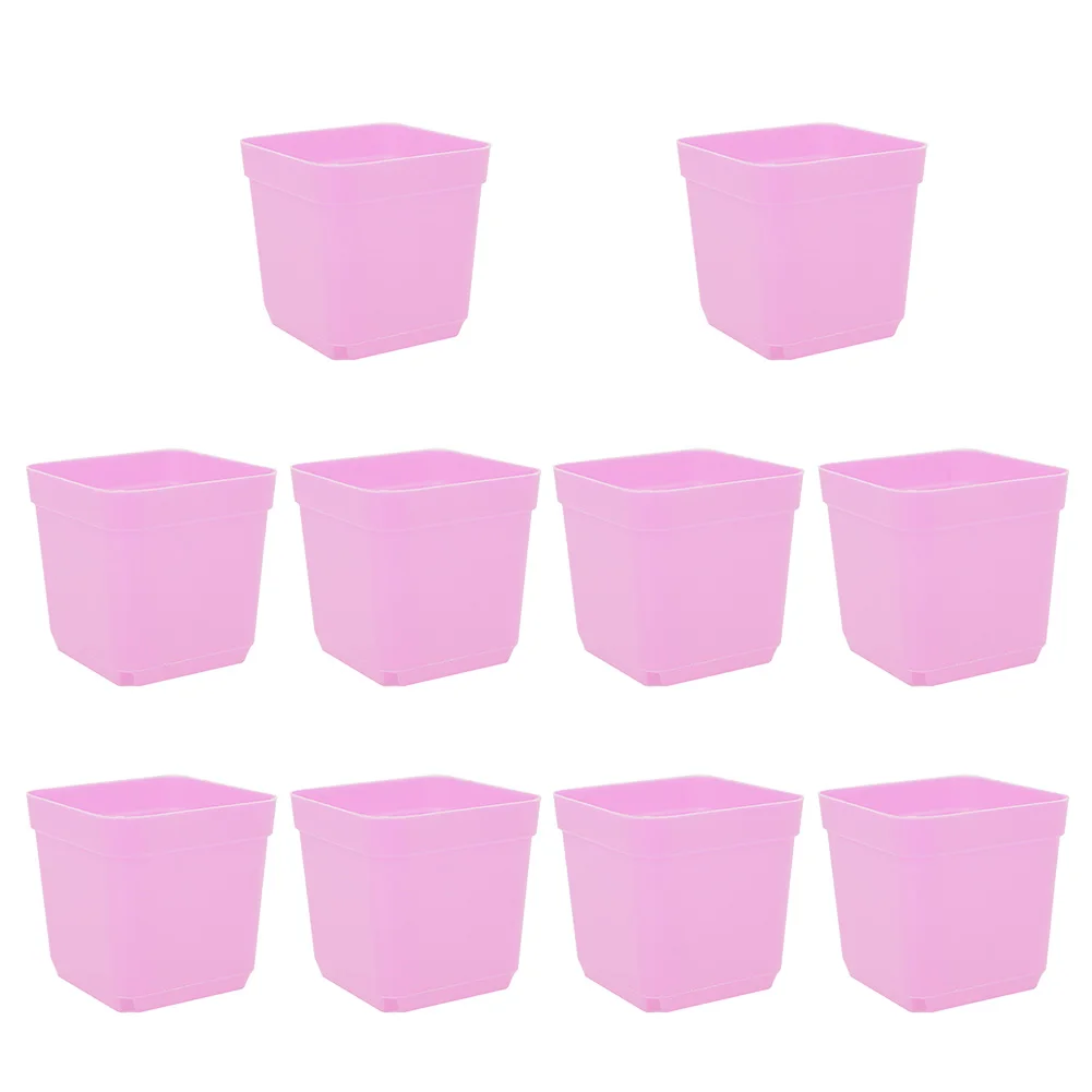 Description Picture 5 of item10Pcs Plastic Square Nursery Flower Pots & Planters With Tray For Plant Transplant Flower Home Decor Gardening Accesorries