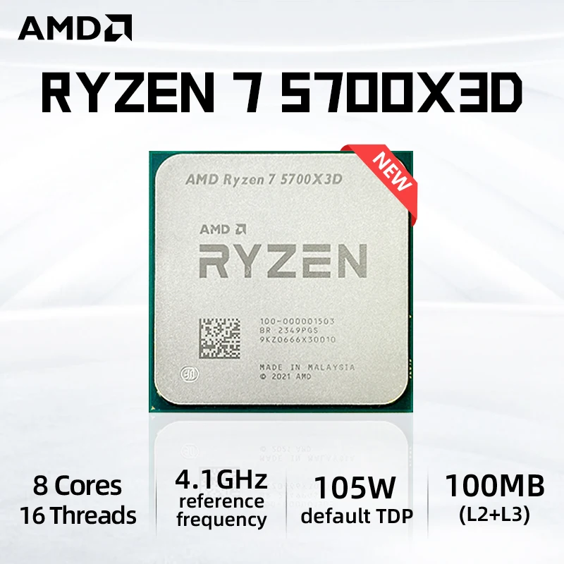 Amd ryzen 7 cpuプロセッサ、r7 5700x3d、3.0 ghz、8コア、16スレッド 