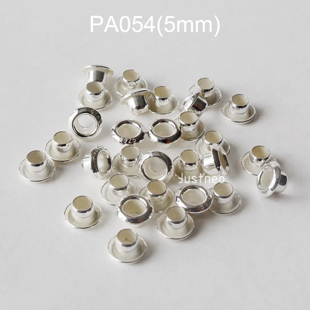 Rivet à œillets en argent regardé 925 pour perles à gros trous, œillets ronds en argent pour bijoux, accessoires de bricolage exécutifs