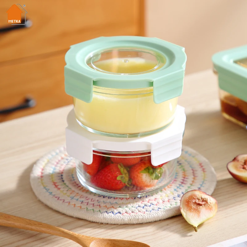 Fit & Fresh Divided Glass Containers,Two Compartments with Locking