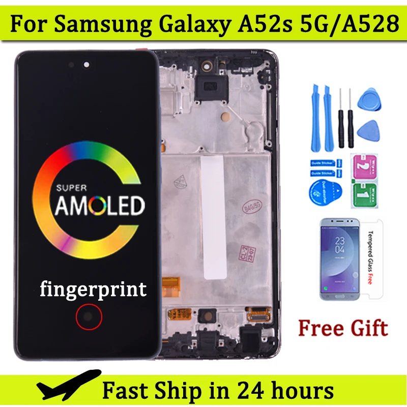 Lcd Super Amoled Da 6.5 "Per Samsung A52S A528 Display Touch Screen Digitizer Lcd Per Samsung A52S 5G Lcd Parte Di Ricambio