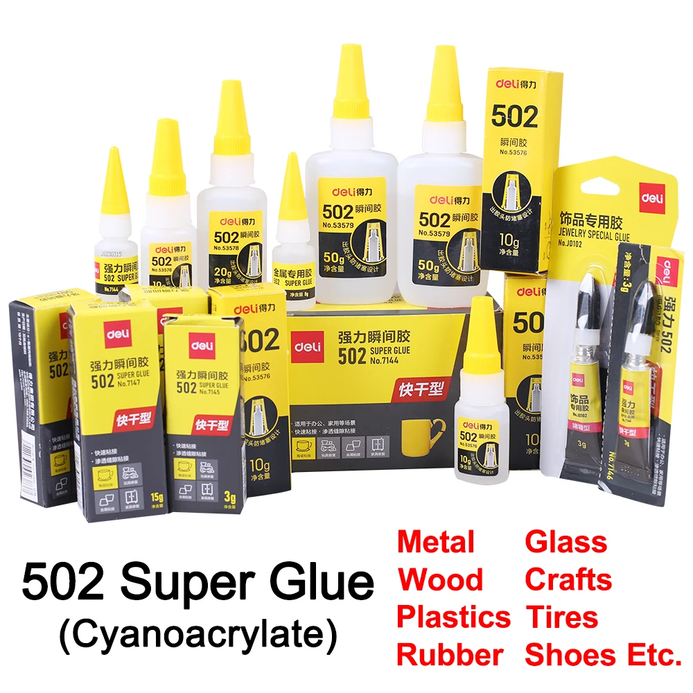 Powerful Super Glue Extra Strong 502 Cyanoacrylate Fast Adhesive Puzzle Wood Plastic Model Toy Metal Glass Rubber CA Second Bond 6