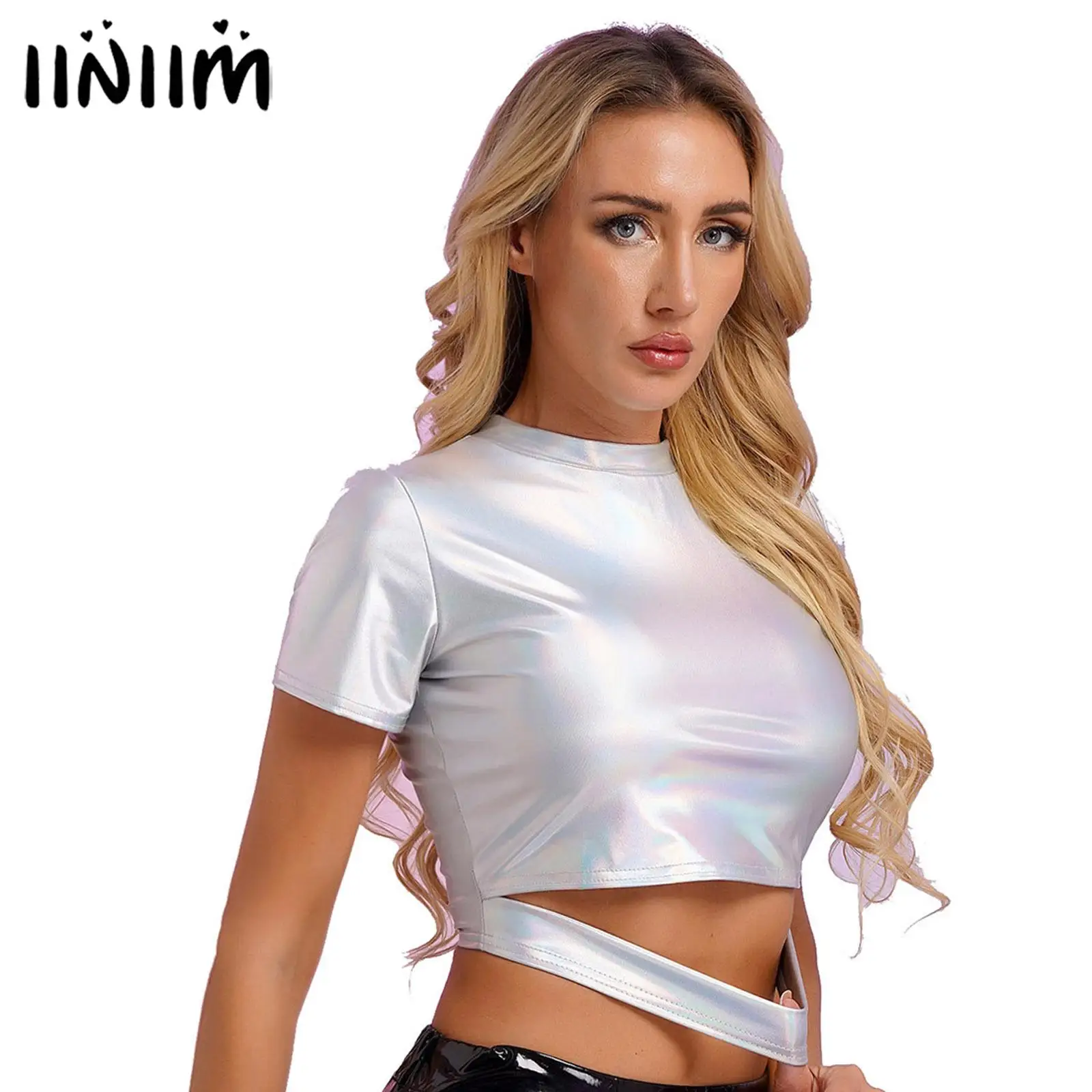 

Women Cropped Top Solid Sexy Minimalist Hot Sale Slim Fashion Short Sleeve T-shirt Tops Korean Style Streetwear Bodycon Top