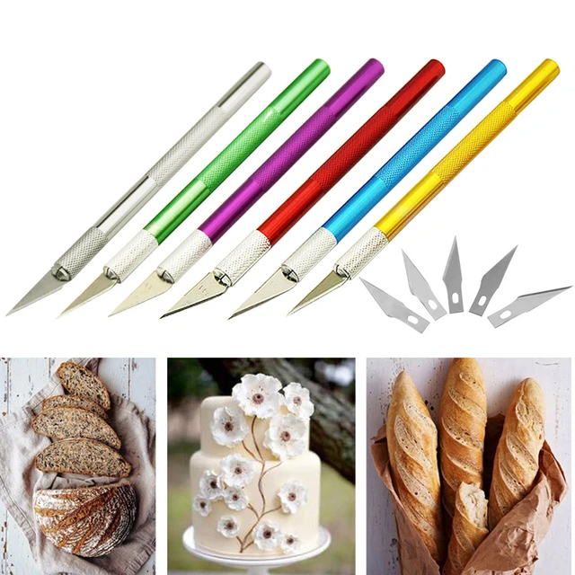Szobrászat Gumi Paszta Faragás Sütőcalag Szerszámok 6Db Pengék Kés Gyümölcs Fondant Sütemény Díszítő
