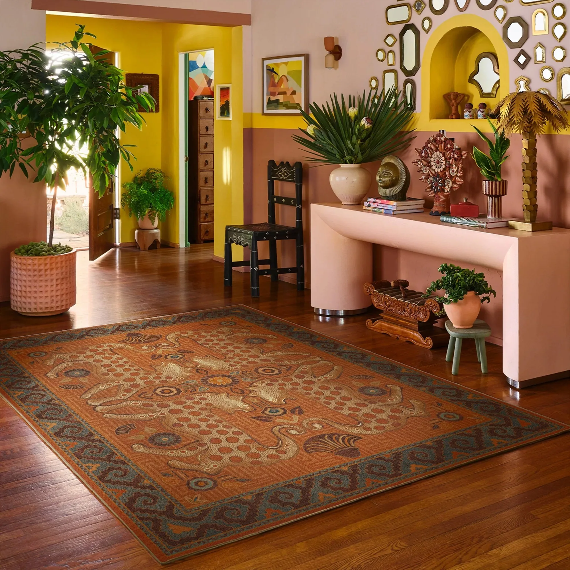 Retro Ethnic Style Living Room Oversized Carpet Abstract Leopard Animal Bedroom Bedside Carpet Geometric Pattern Brown Rug Ковер - Image 3