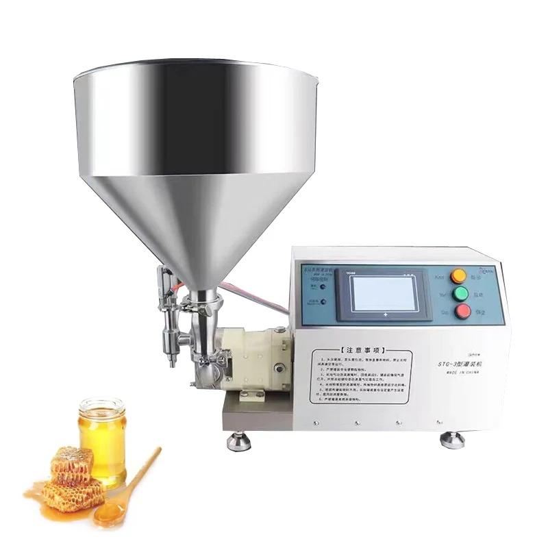 

Semi Automatic rotor lobe pump filler hard peanut butter lid balm lotion cream jam paste honey sauce gel filling machine