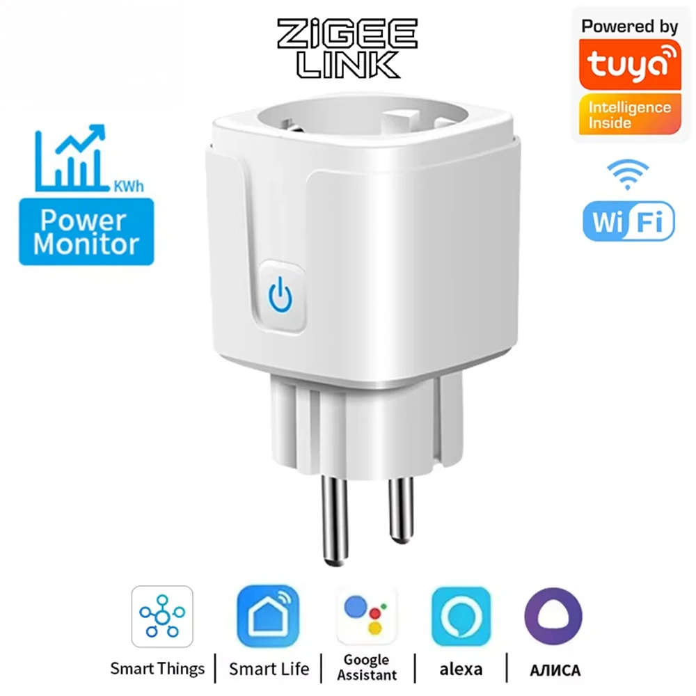 1PCS Zigbee 3.0 WiFi Smart Plug EU Socket Timer Adapter Outlet 16A/20A Power Monitor APP Голосове керування Tuya Alexa Google Alice