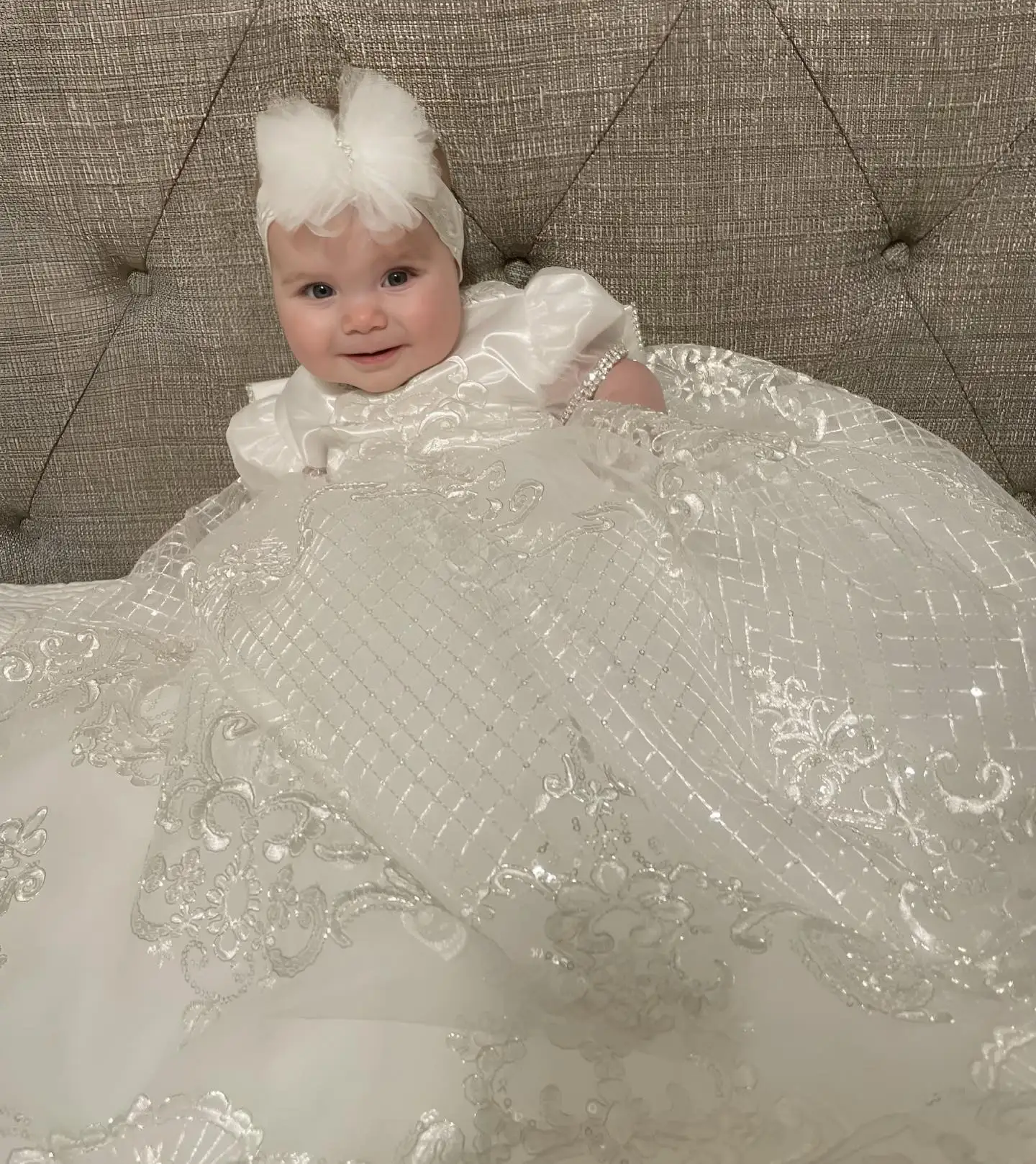 White Satin Christening Gown 3