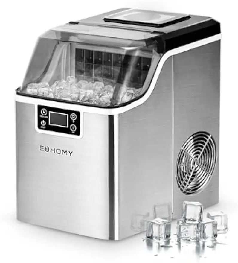 

Ice Cube Maker Machine Countertop, 2 Ways to Add Water, 45Lbs/Day 24 Pcs Ready in 13 Mins, Self-Cleaning Portable Compact