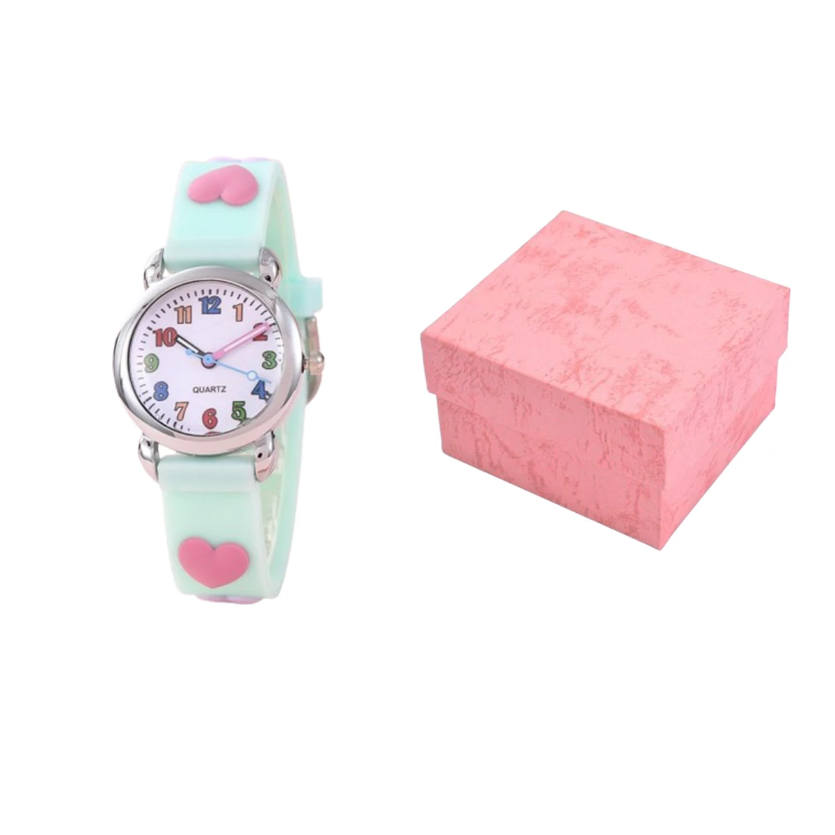 1pc/2pcs/4pcs-Colorful digital children's heart-shaped watch, suitable for Christmas gifts, watch and bracelet sets 6