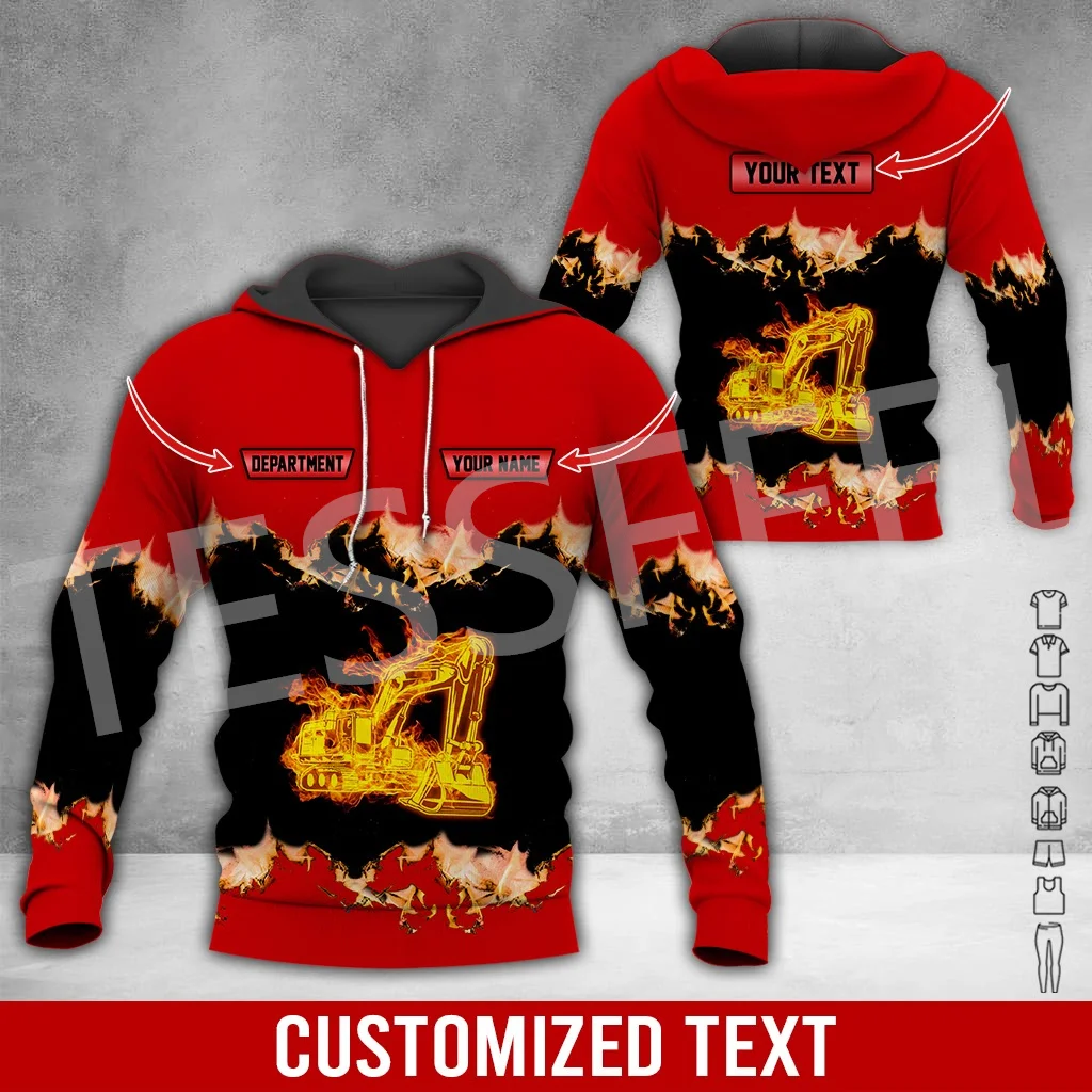 

Custom Name Cosplay Crane Heavy Equipment Operator Worker Excavator Streetwear 3DPrint Harajuku Casual Funny Jacket Hoodies X29