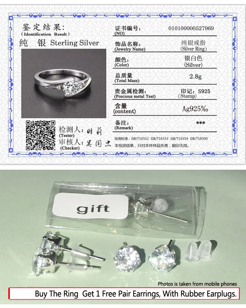 0.5 Carat Cubic Zircon Engagement Ring White Gold Color Tibetan Silver Wedding Band Gift for Women