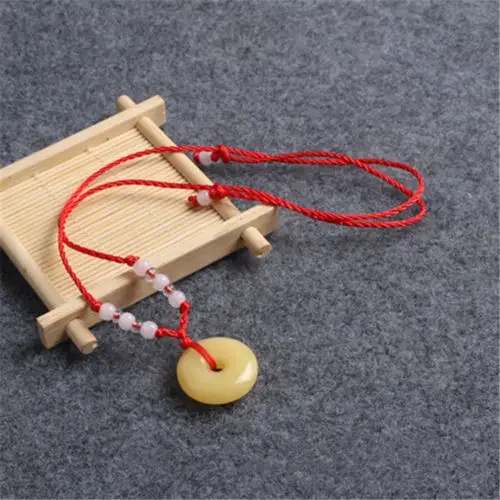 Pendant Necklace Natural Multicolor Jade Doughnut Pendant Agate Necklace Fashion Accessories for Women Men