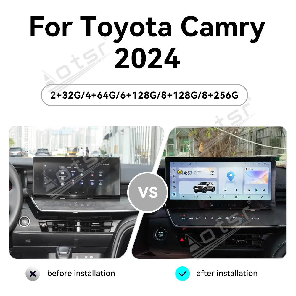 12.3'Dispositivo di Navigazione GPS Senza Fili Auto Grande Touch Screen Car Stereo Intrattenimento Radio Multimediale Per Toyota Camry 2024 - immagine 2
