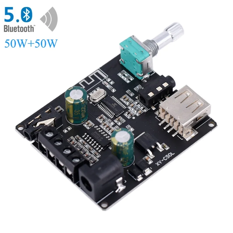 Aubess 2*50 Вт Bluetooth-совместимый Усилитель мощности класс D аудио 10 ~ 200 Hi-Fi беспроводная