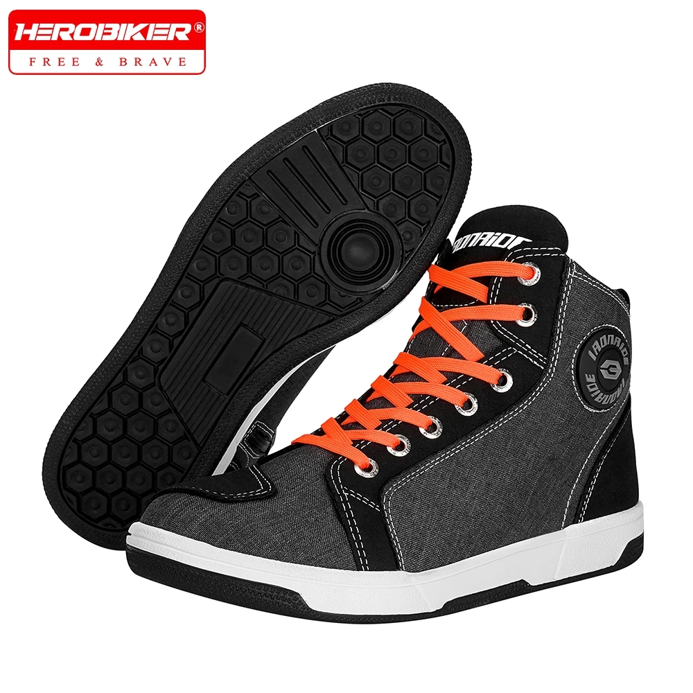 Men Motorcycle boots Motorcycle Rider Protective Boots Casual Breathable Sports Shoes Microfiber Shoes