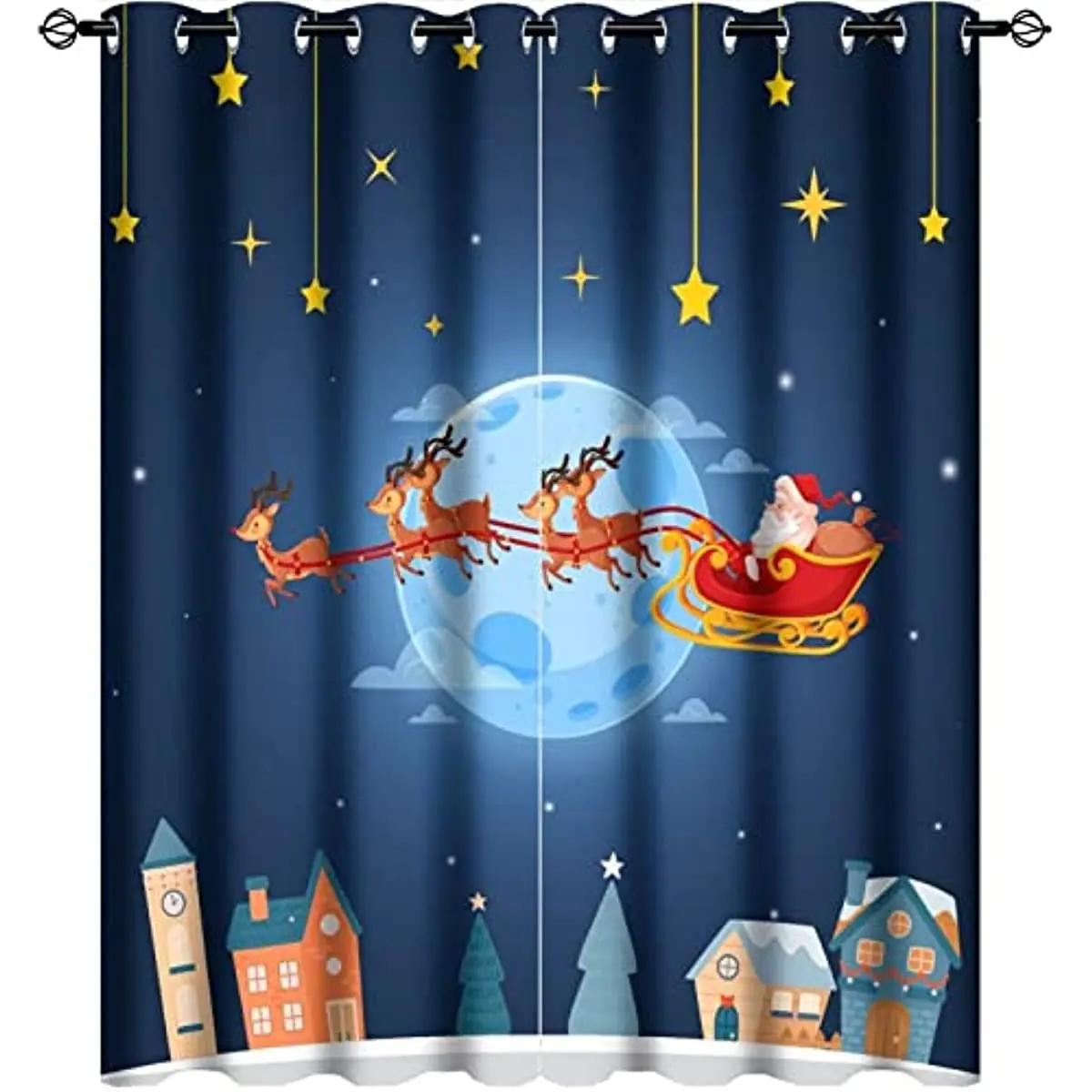 

Santa Claus Christmas Blackout Curtains Bedroom Living Room Kitchen Drapes Window Treatments Xmas Navidad Natal Home Decoration