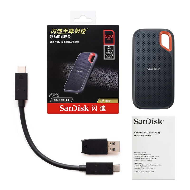 PC/タブレット PC周辺機器 SanDisk Extreme Portable SSD V2 500GB 1TB 2TB 4TB External Solid State  Drive E61 USB 3.2 Gen 2 Type-C High Speed for Laptop