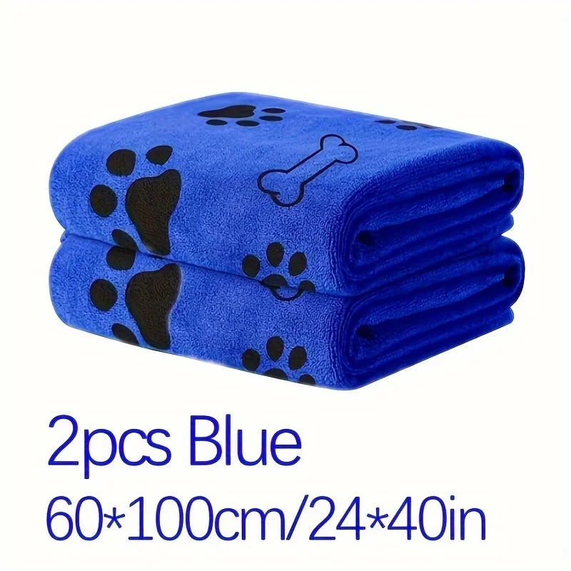 2-Pack Quick-Drying Dog Towels Microfiber Absorbent Pet Bath and Grooming Towels Soft Polyester Fiber Suitable for Dogs Bath Towel Pet Bath Towel