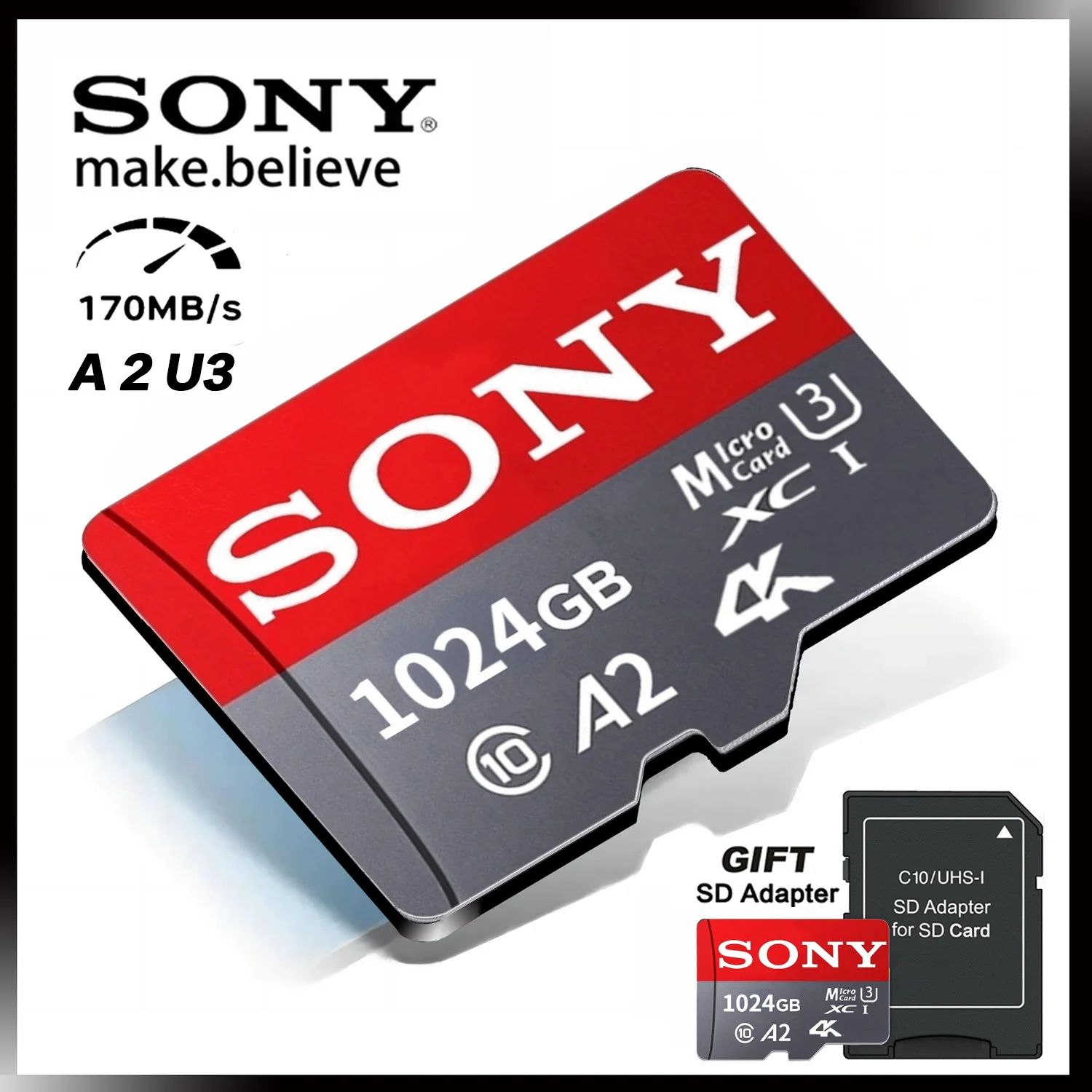 thumbnail image 1 of Tarjeta de memoria de alta velocidad Sony de 256 GB, 128 GB, 512 GB, 1 TB, clase 10, tarjeta de memoria Micro SD de 64 GB y 32 GB para teléfono Nintendo Switch/Ps4, 1 of 5