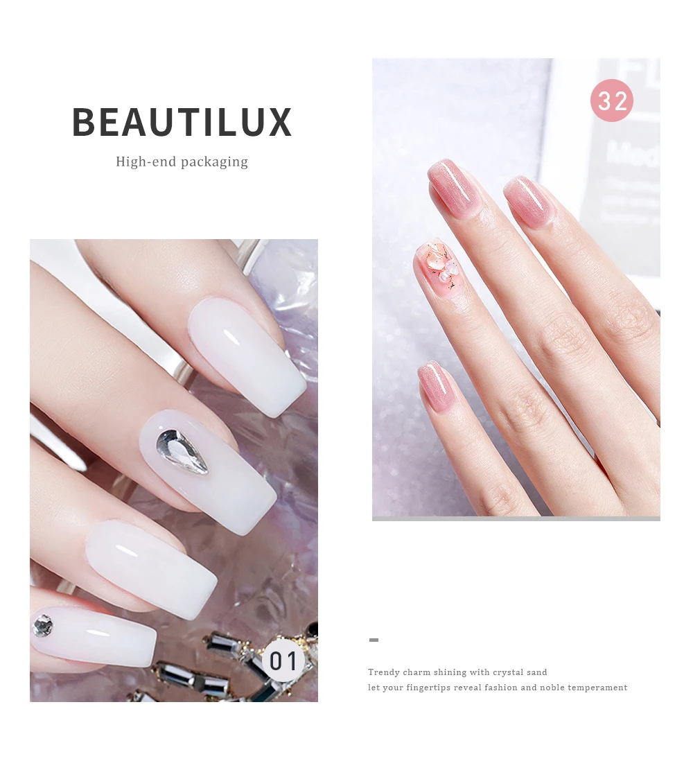 Beautilux Camouflage Rubber Base Coat Gel Milk Base For Nails White Beige Gels Nail Polish Semi Permanent Nails Ridge Filler10ml