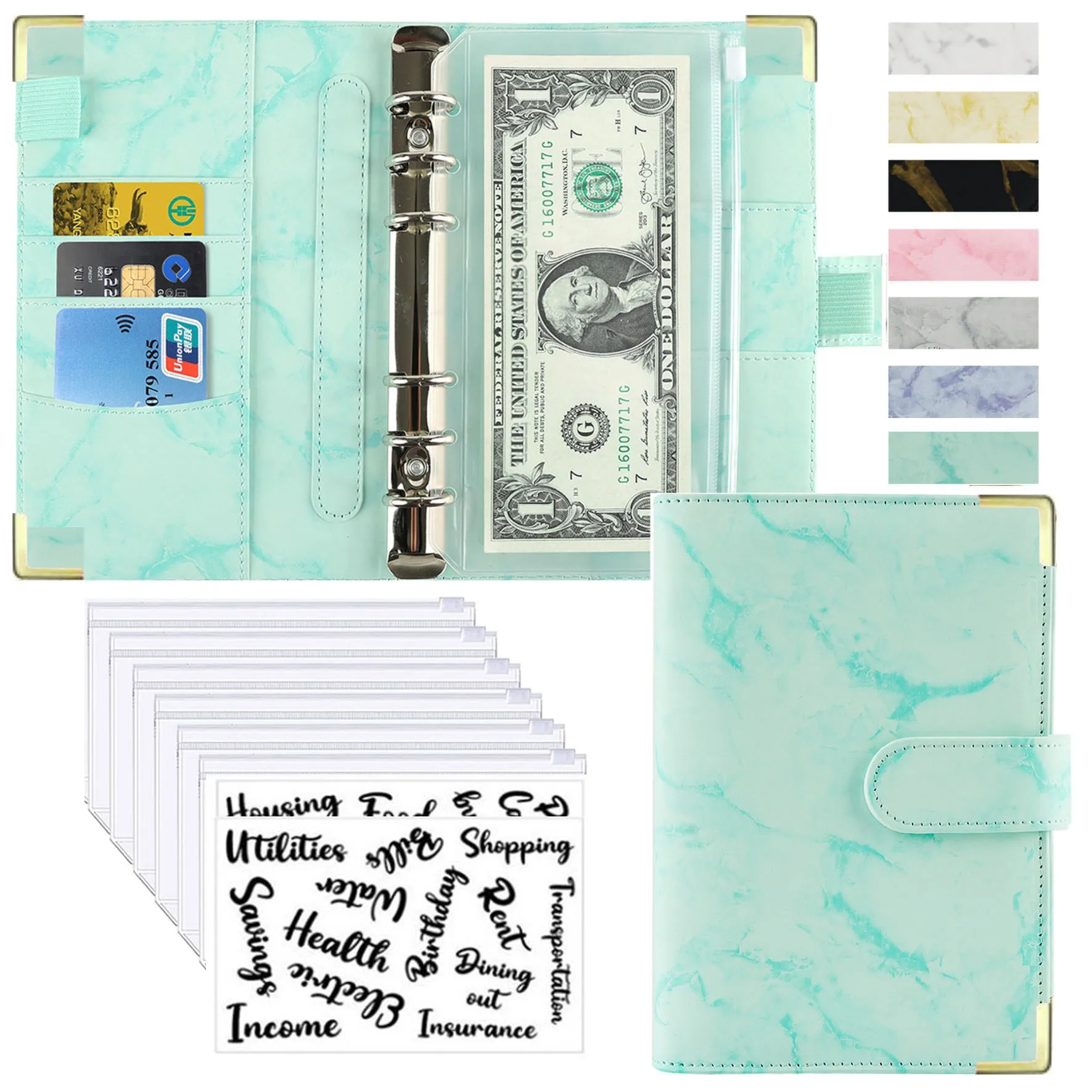 Luxury PU Leather Budget Organizer and Planner - Marble Design