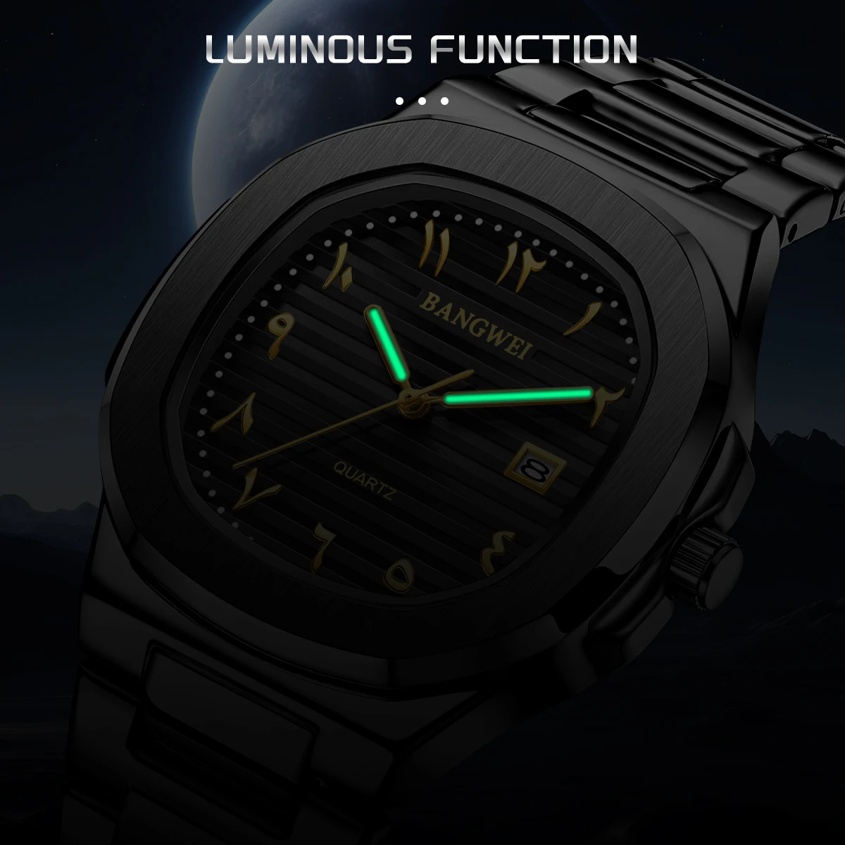 BANGWEI New Luxury Watch For Man Waterproof Luminous Date Stainless Steel Men Watch Casual Quartz Men's Watches Male Clock+BOX