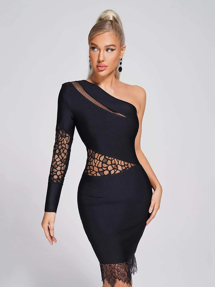 bevenccel-2023-new-women's-long-sleeve-one-shoulder-lace-hollow-sexy-tight-midi-bandage-dress-celebrity-party-dress-vestidos