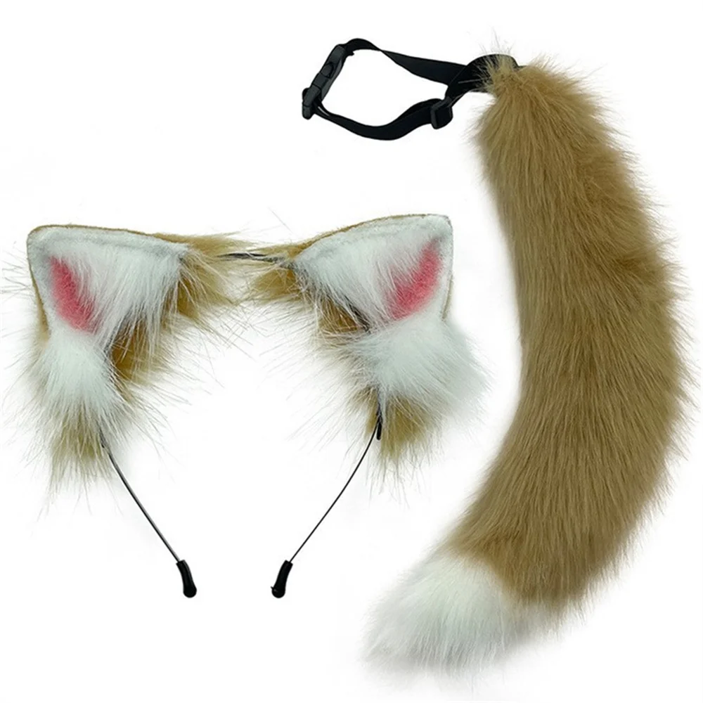 Plush Fox Ears, Ajustável Wolf Ear Headband, Acessórios Halloween Festival