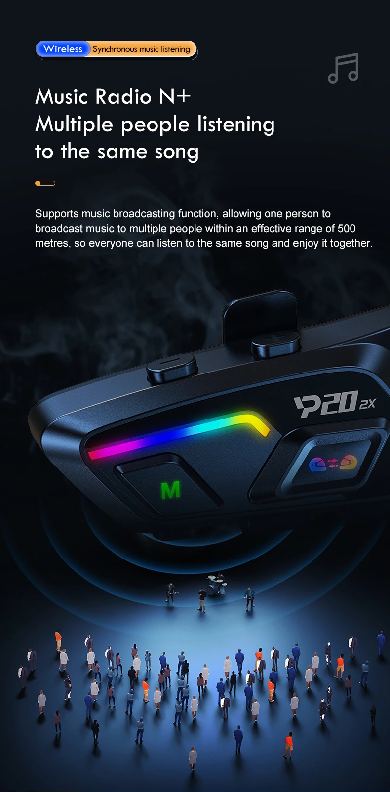 Wireless Bluetooth Motorcycle Helmet Headset Intercom Waterproof_voghion.com